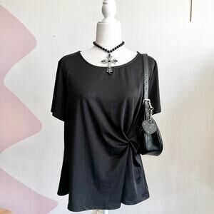 Black Front Twist Top, Y2K, Minimalist, Gothic, Grunge, Edgy, XL, Goth, Workwear